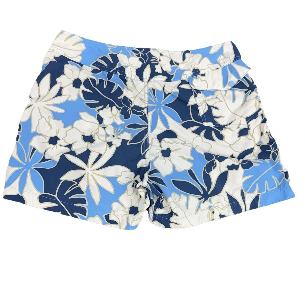 Vintage Patagonia SP03 Tropical Floral Board Shorts Blue‎ Women 8 Surf Swim 2003